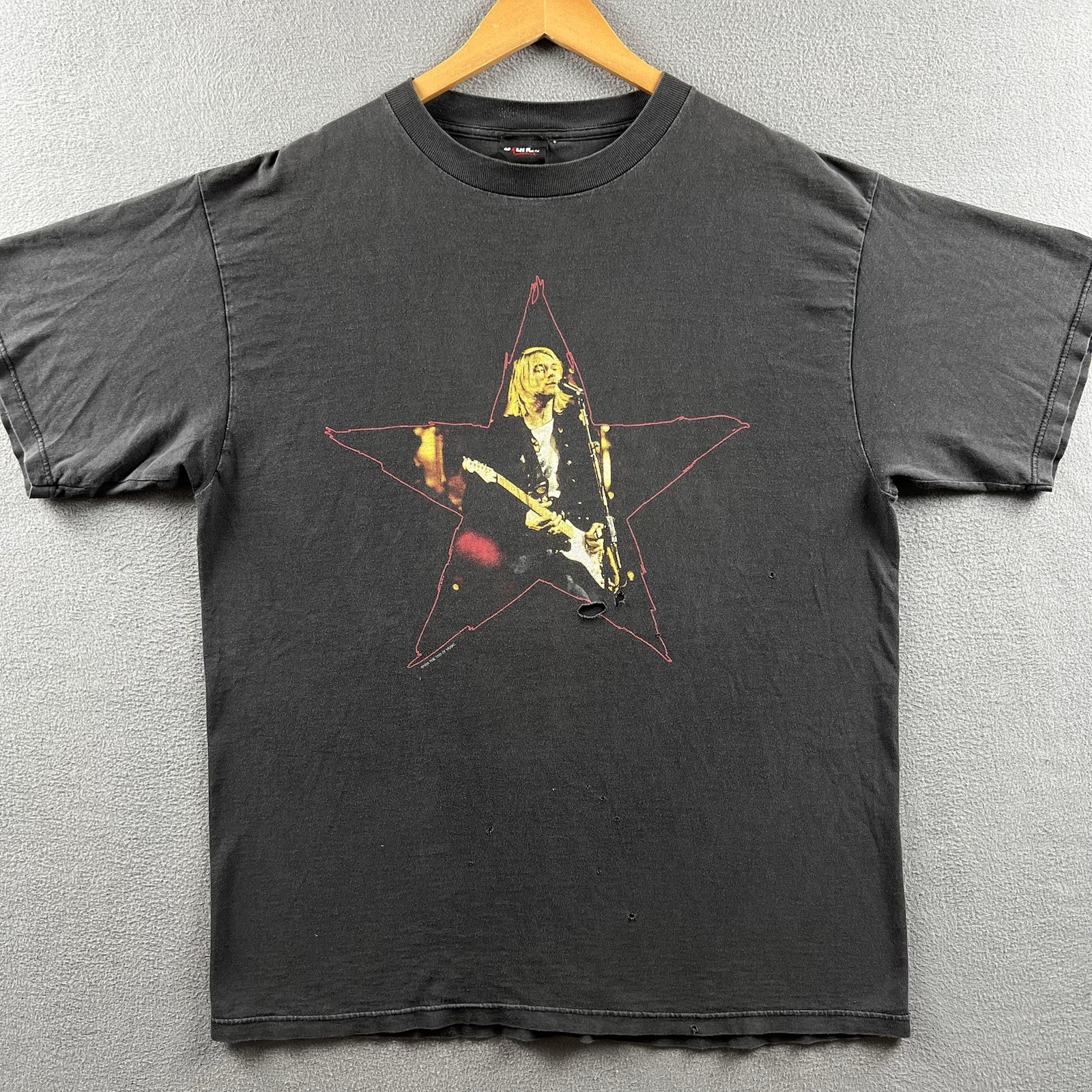 Vintage Kurt Cobain Shirt Mens XL Black Faded 90s Grunge GIANT Tag End Of Music gallery