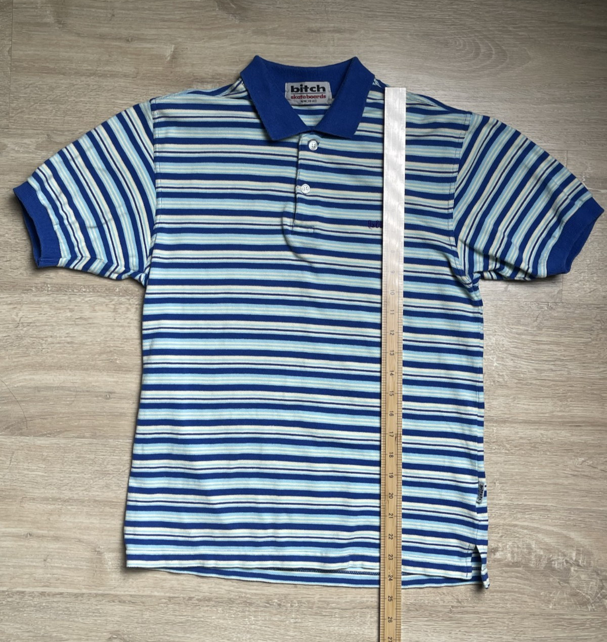 Vintage Bitch Skateboards Striped Button Up Polo T Shirt Men’s Size Medium 90S gallery