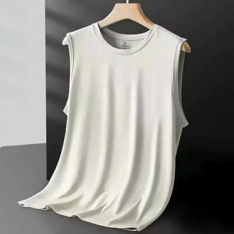 Men's Ice Silk Mesh Vest Lightweight Sports Summer Wear Sleeveless T-shirt Tank gallery
