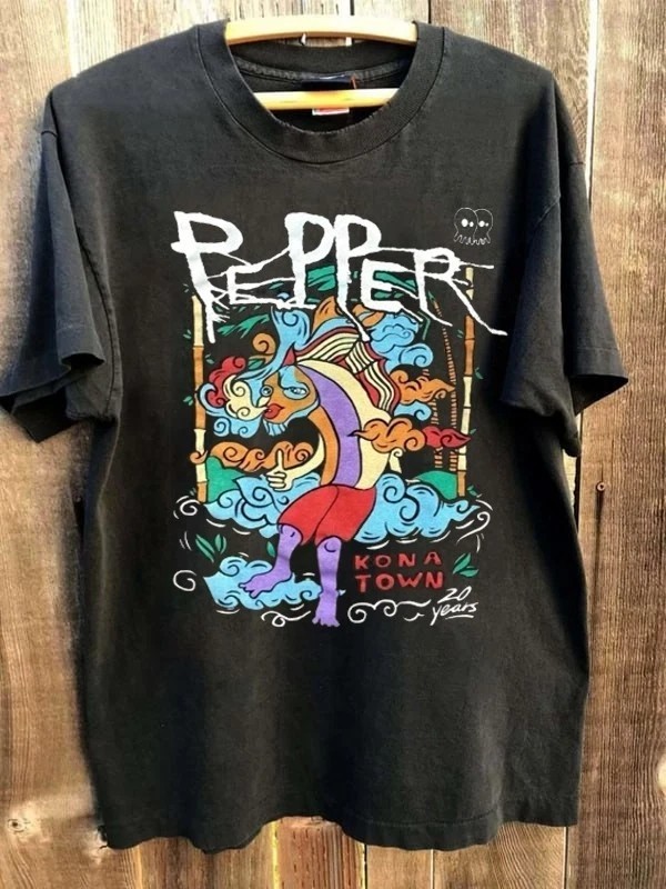 Pepper Kona Town 20th Anniversary Tour short sleeve black color shirt Reprint gallery