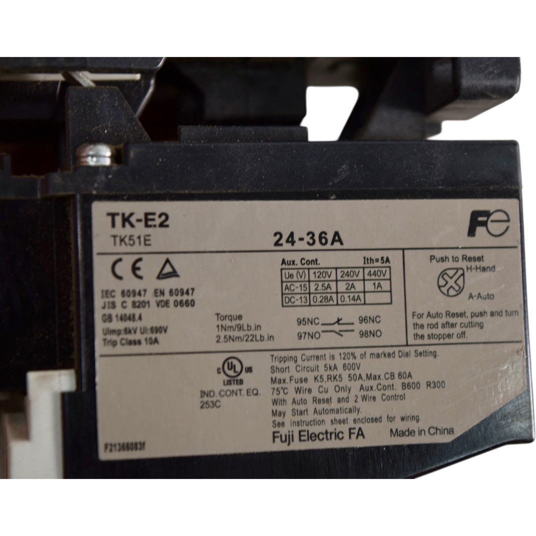 Fuji Electric SC-E2 Contactor with TK-E2 Thermal Overload Relay 24-36A 3-Pole