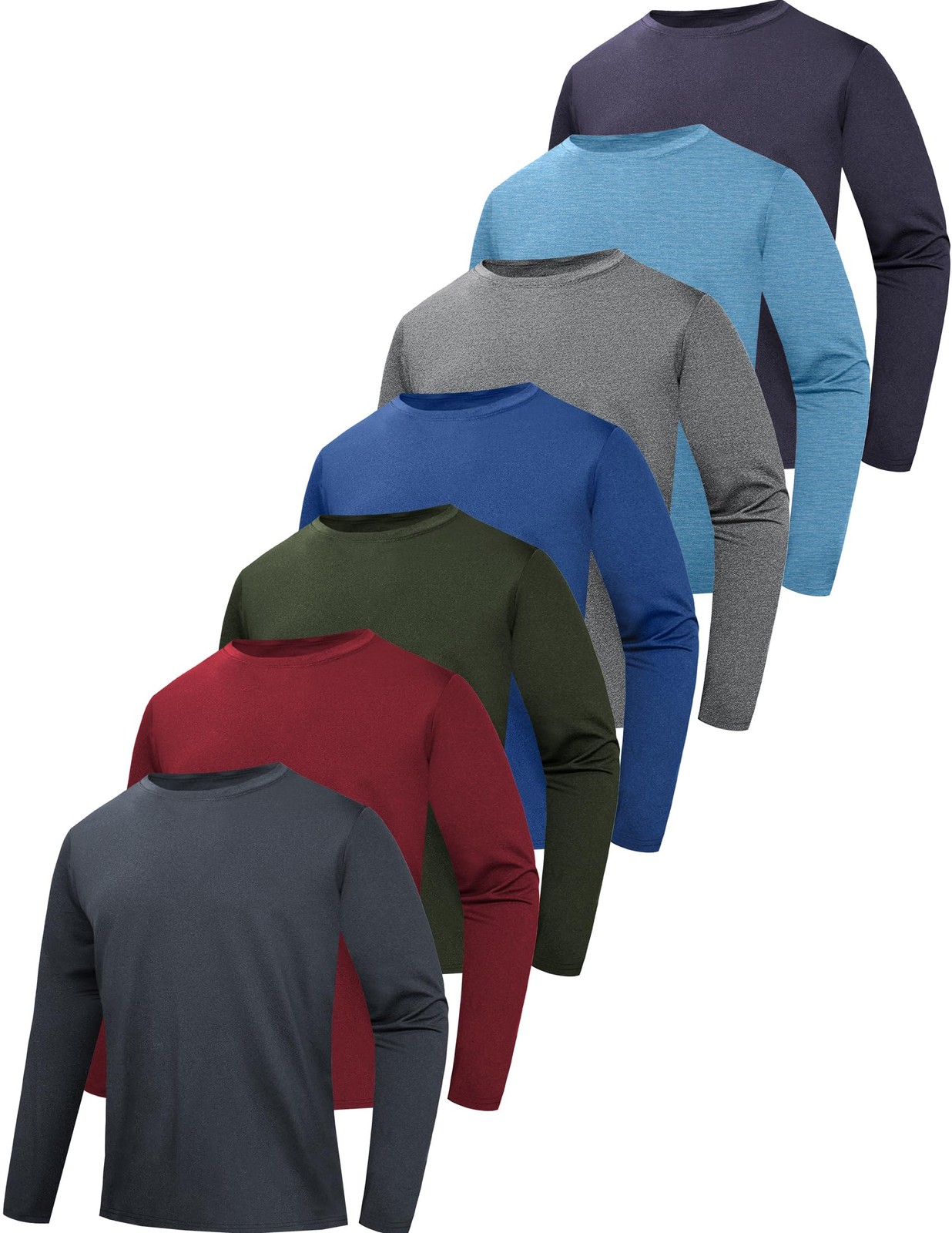 7 Pack Long Sleeve Shirts for Men Moisture Wicking Sun Protection UV UPF 50+ …