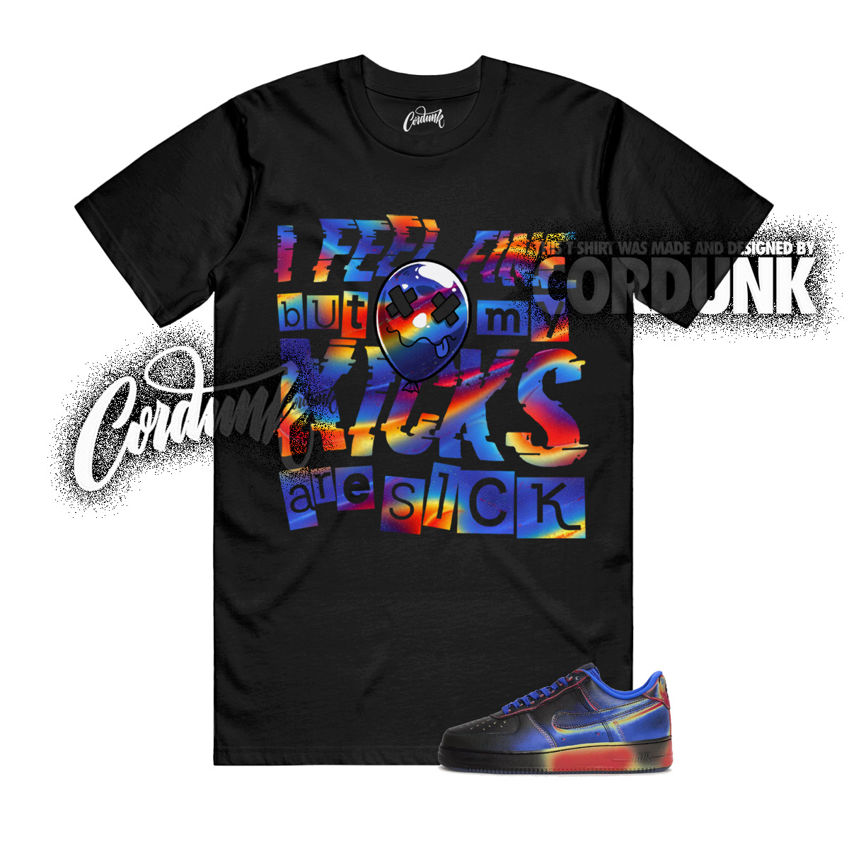 Air Force 1 Low Retro Heat Map Black Racer Blue T Shirt Match SICK gallery