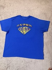 Super Dad Graphic Tshirt Men 2XL Blue distressed super hero fathers Day gildan