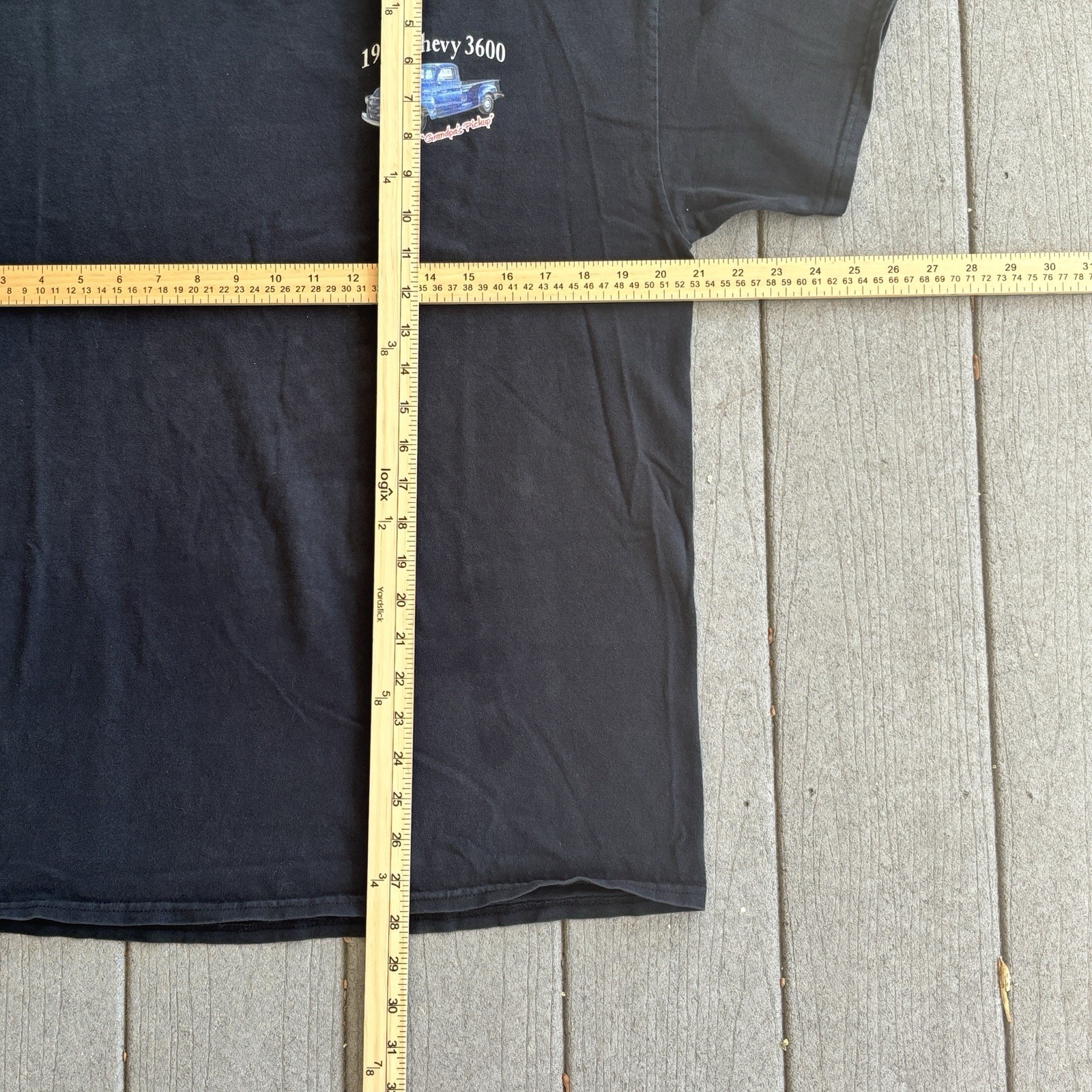 Vintage Gildan 1954 Chevy 3600 Graphic T Shirt Mens Black Faded Pickup Truck Tee gallery