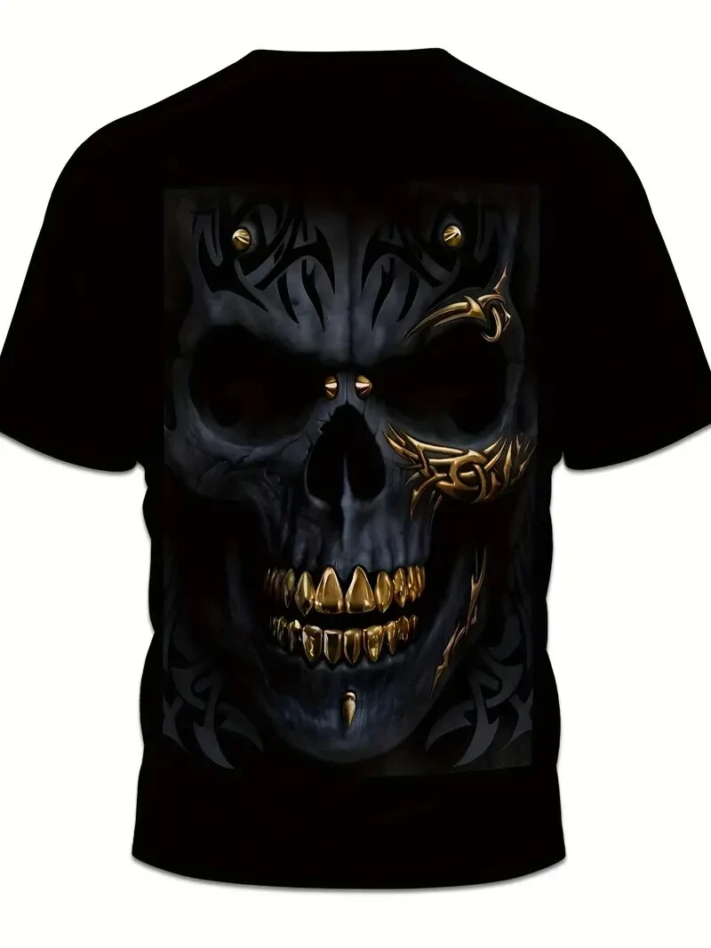 Men Graphic Skull Print Short Sleeve Black Size X-Large NWOT gallery