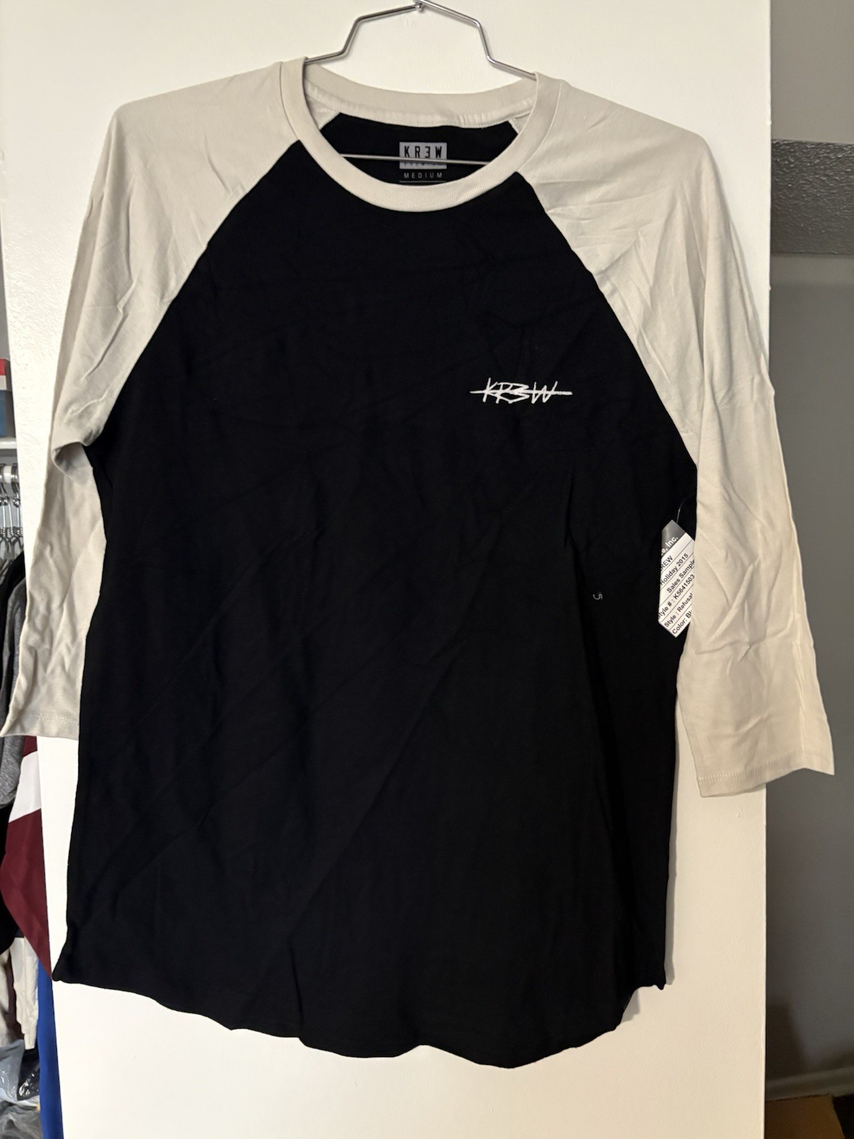 KR3W Premium Black White Colorblock Logo T-Shirt Medium Crew Neck Cotton Jersey gallery