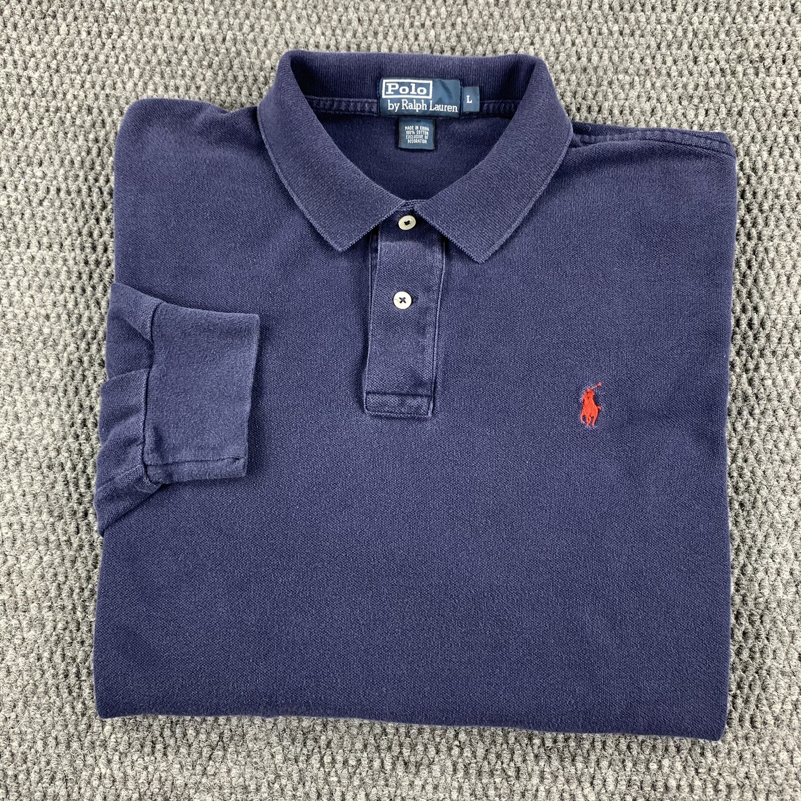 Polo Ralph Lauren Long Sleeve Blue Polo Dress Shirt Large Red Pony Casual Formal