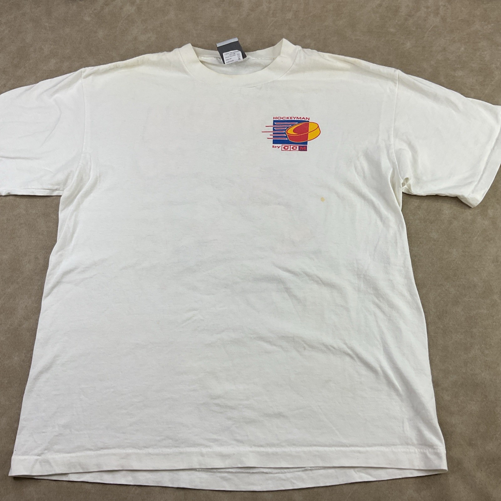 Vintage CCM Hockeyman T-Shirt Men Sz L 90s Ya Wanna Go? Single Stitched USA gallery