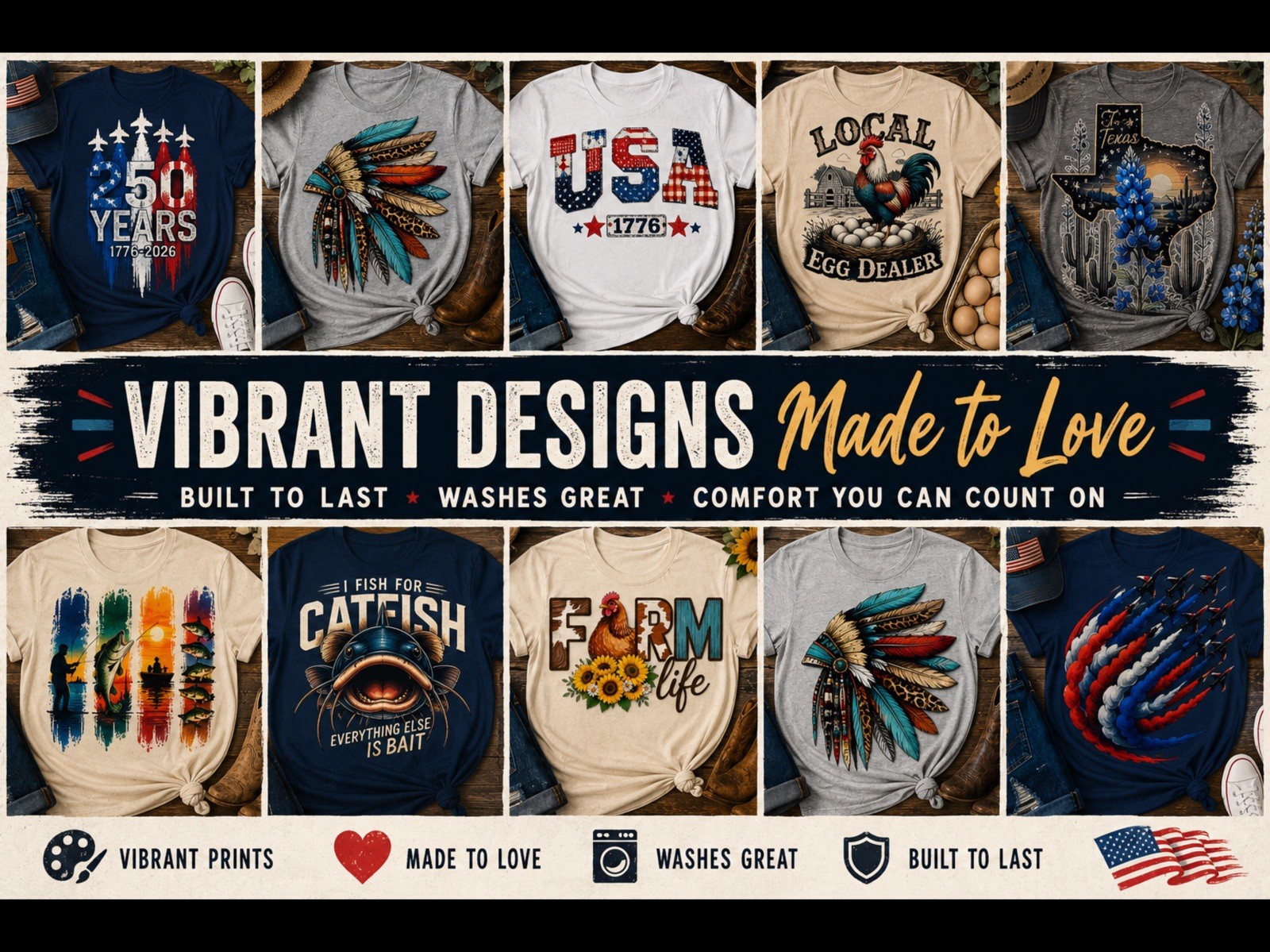 Custom Graphic T-Shirt/Country, Western, Fishing, Camping, Farm, Patriotic gallery