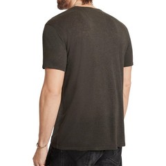 John Varvatos Men’s Dagger Sun Rays Embroidered T-Shirt Linen Modal Carbon Grey