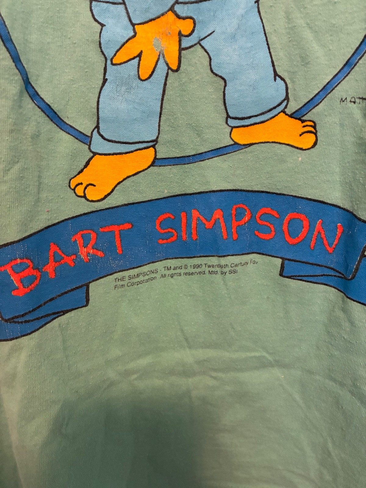 VTG Bart Simpson T Shirt 1990 Original L RARE Light Blue Single Stitch GROSS MAN gallery