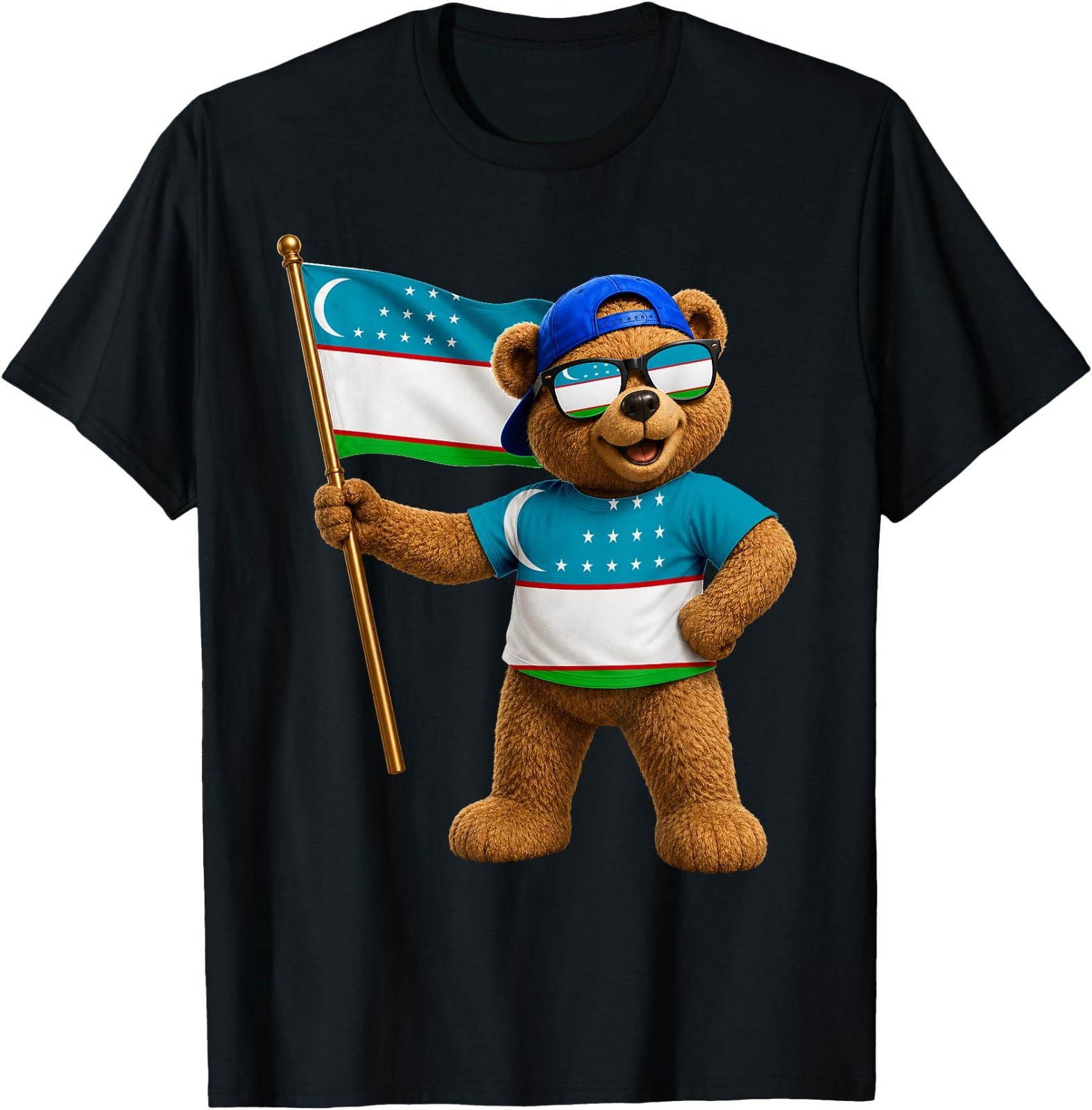 Uzbek Flag Teddy Bear Roots Heritage Pride Uzbekistan T-Shirt