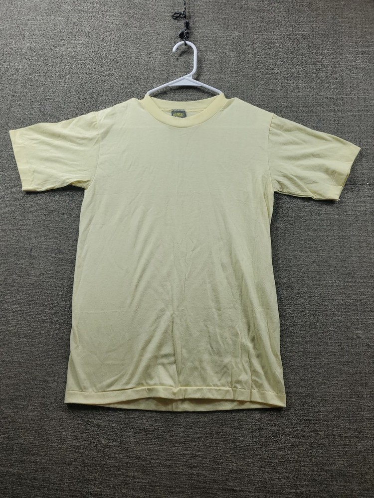 Vintage Russell Athletic Single Stitch Shirt S 34-36 Made In USA Yellow Blank