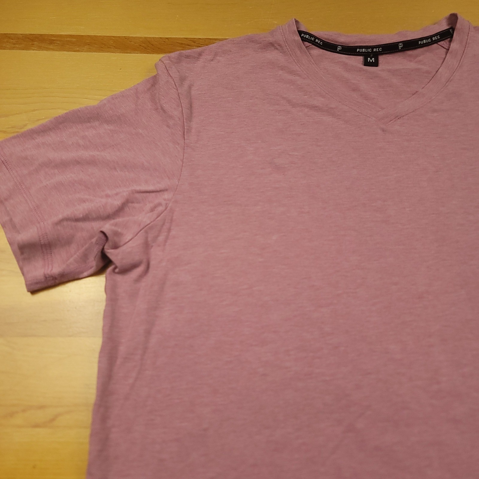 PUBLIC REC Mens V Neck T Shirt Short Sleeve Heathered Mauve Pink Pima Cotton M gallery