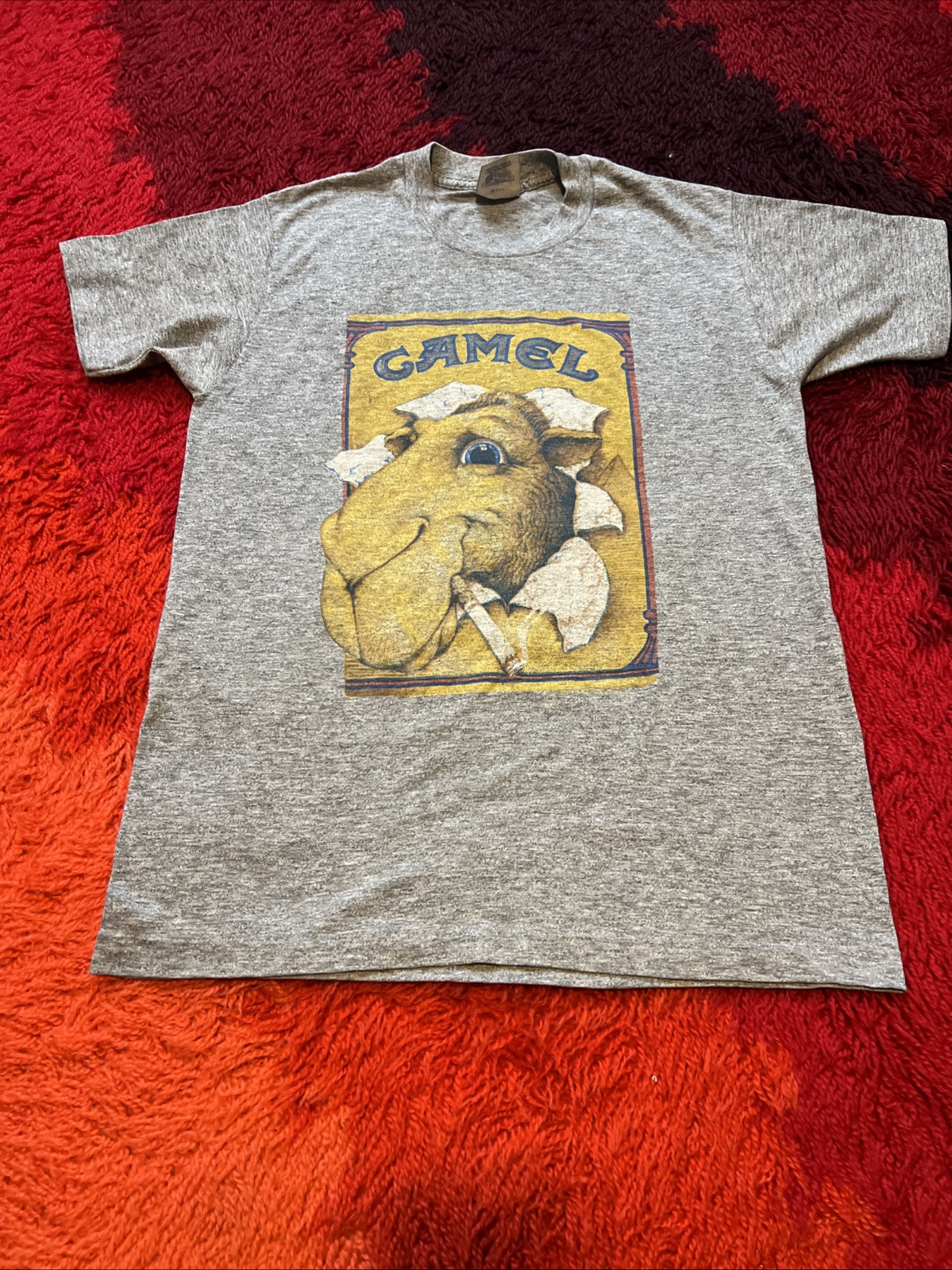Vtg Sneakers Mens Camel Cigarettes Graphic T Shirt Gray Large USA Made EUC