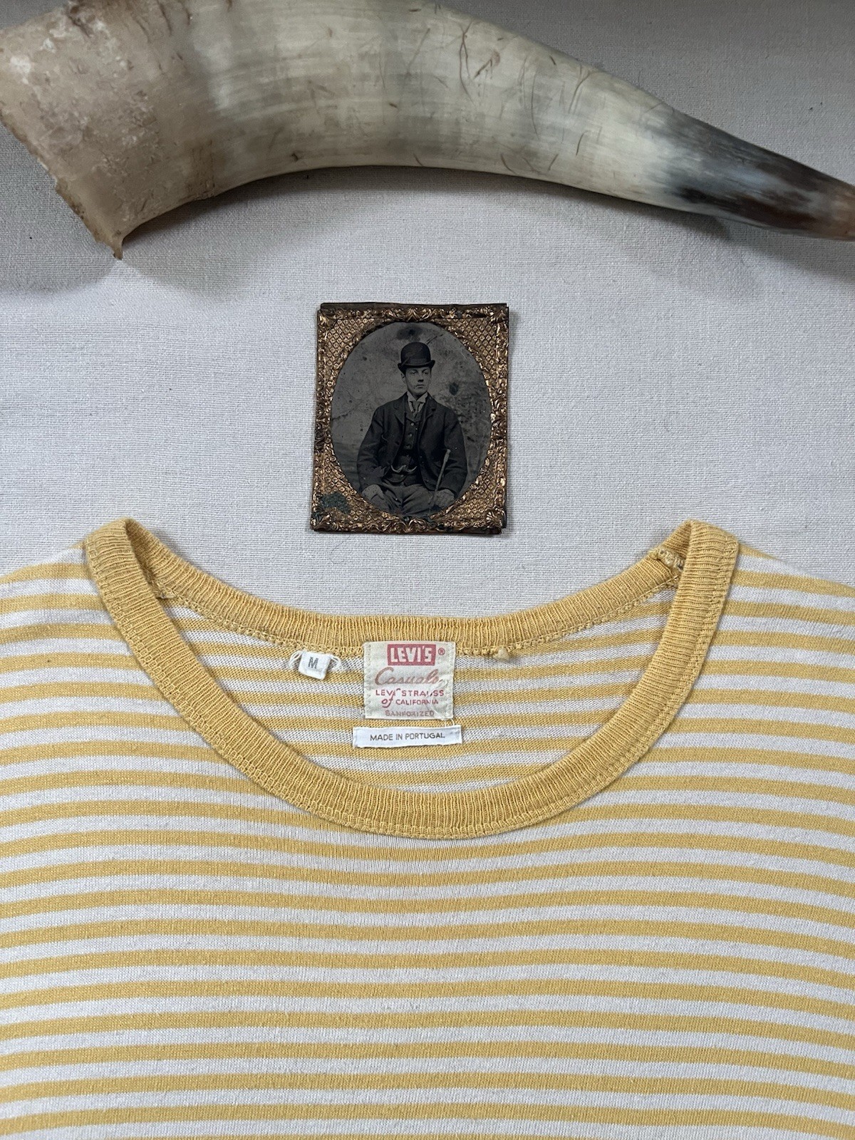 LVC Levi's Vintage Clothing T-Shirt M 60s Casuals Yellow Stripe Ringer Neck 2012 gallery