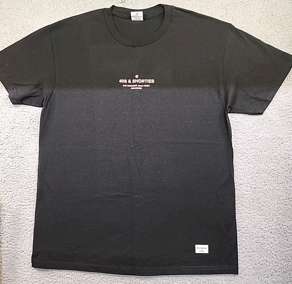 40s & Shorties Worldwide Black T Shirt Size Large Bad Decisions Good Times NWOT