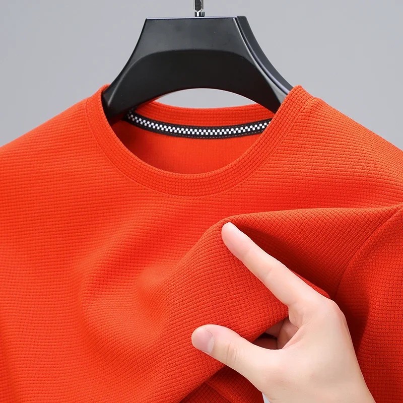 Summer High-End New Mulberry Silk Round Neck T-shirt Men's Thin Pure Color Silk gallery