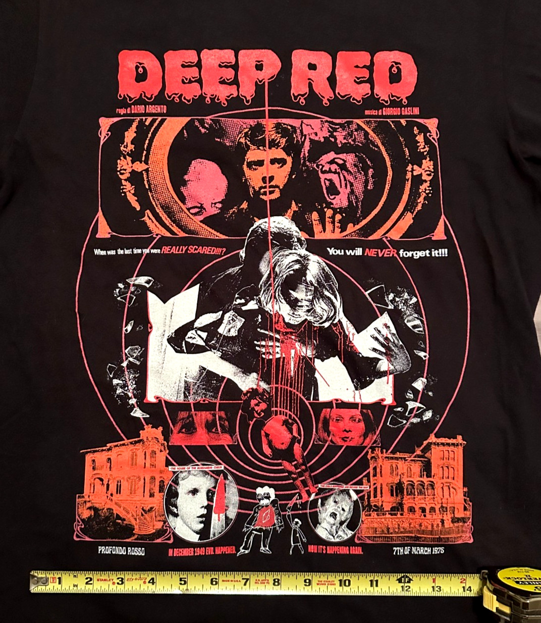 Deep Red (1975) Movie Graphic M Black T-Shirt Horror Argento Profundo Goblin gallery