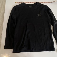 Calvin Klein Jeans Men’s S Black Cotton Knit Logo Crew Neck Long Sleeve T-Shirt
