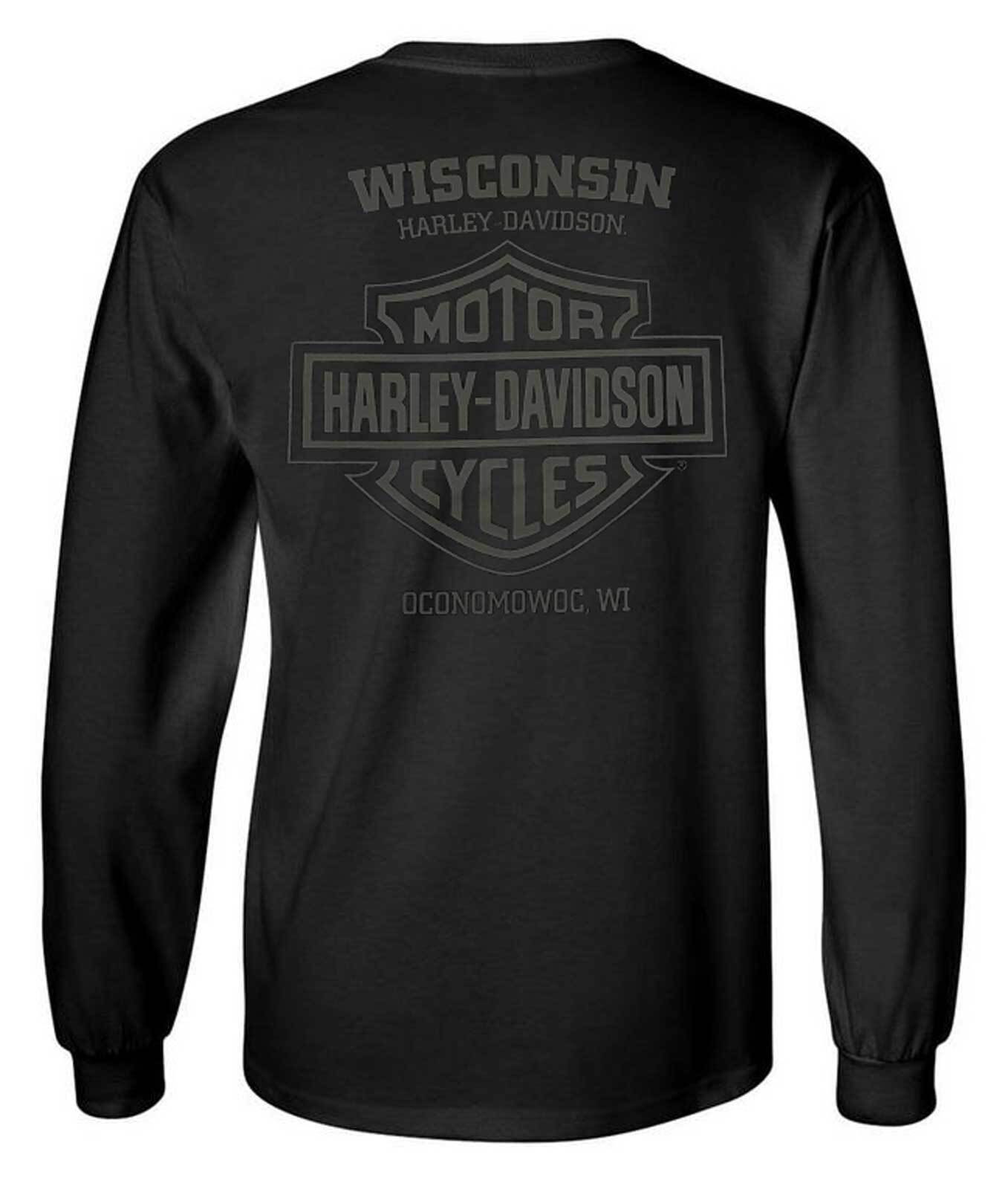 Harley-Davidson Men's Open Bar & Shield Long Sleeve Crew-Neck Shirt, Black gallery