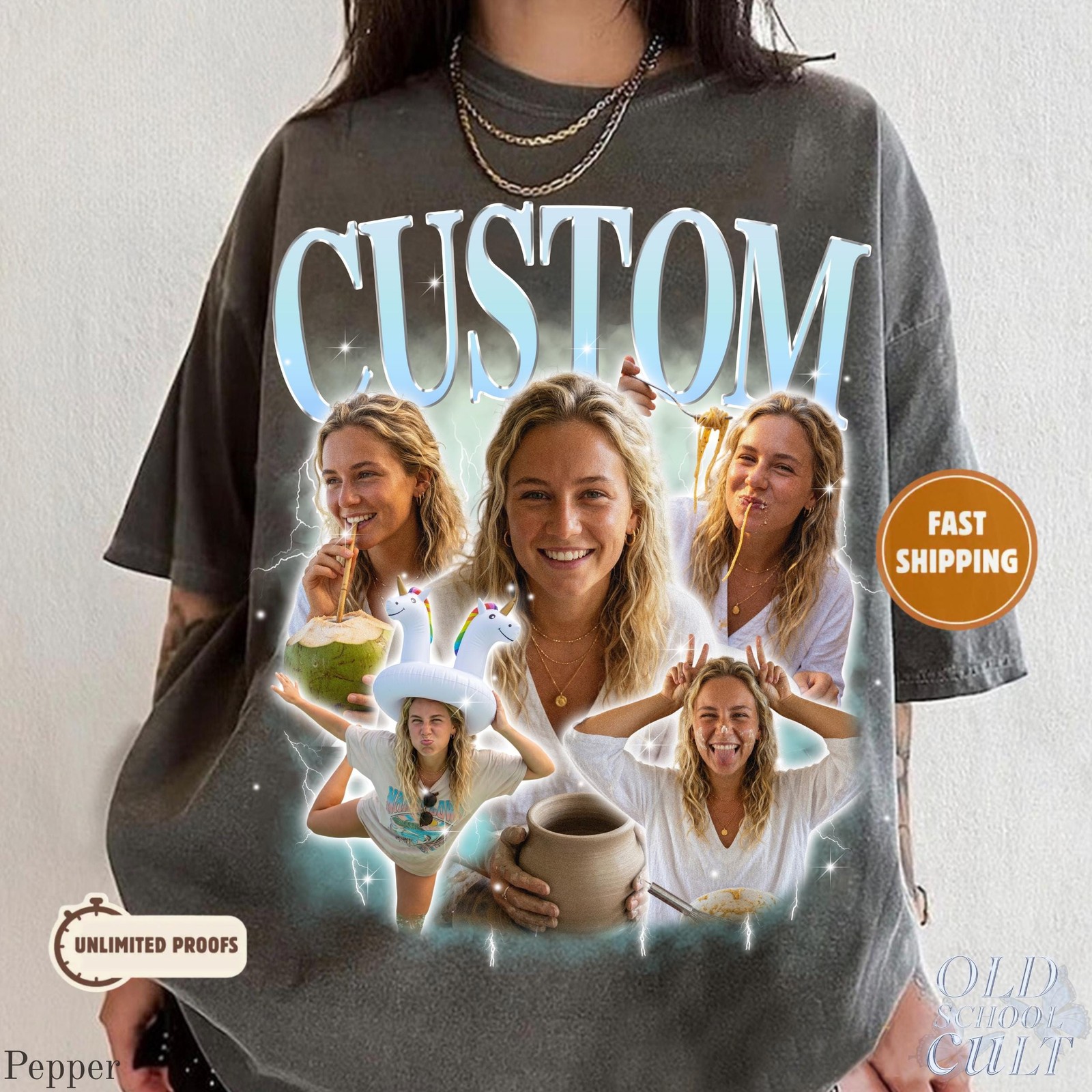 Custom Vintage Bootleg T-Shirt Personalized Photo Name Boyfriend Gift gallery