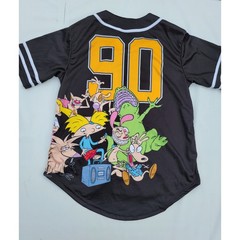 Vintage Nickelodeon 90s Baseball Jersey Cartoon Characters Black Men’s Size S