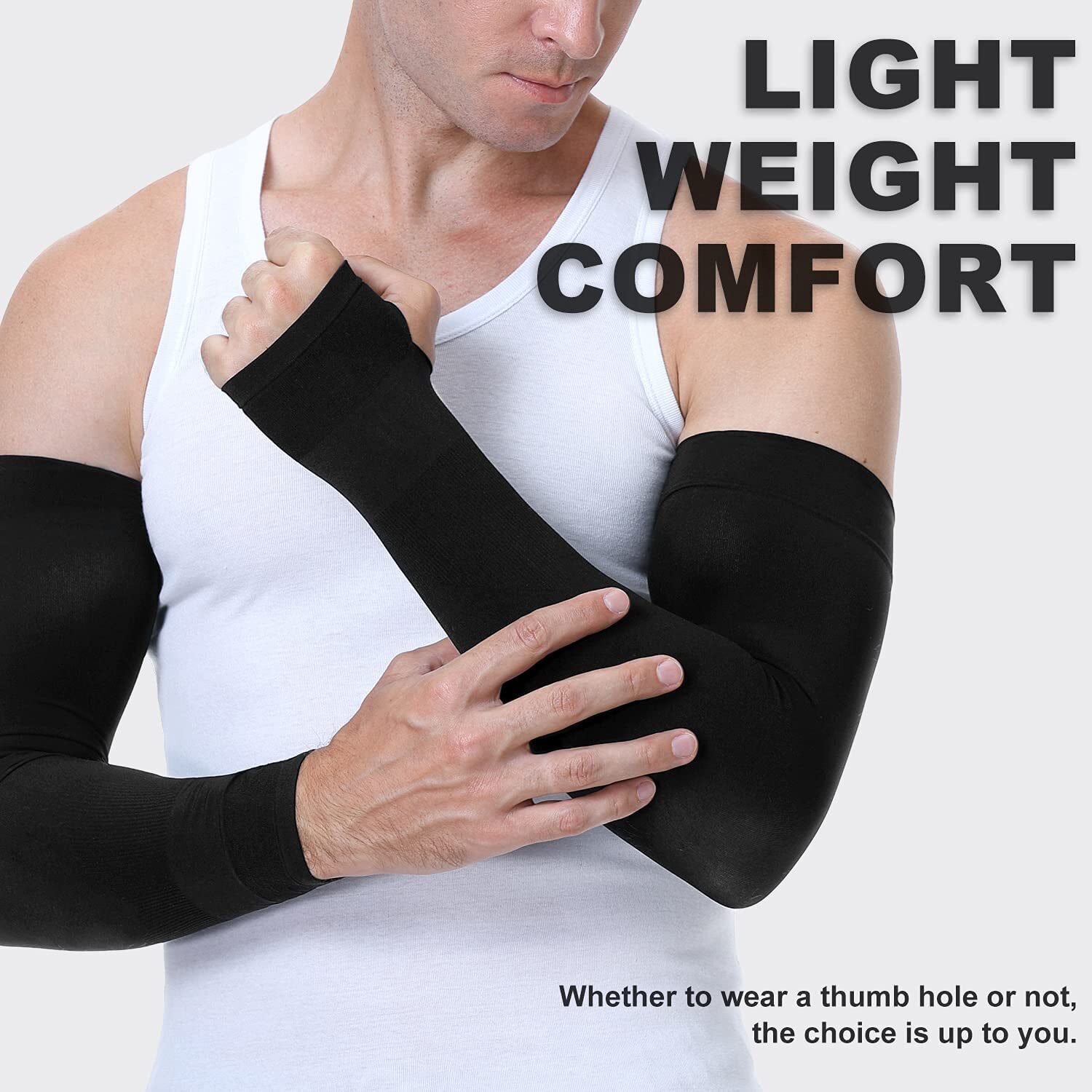 UV Sun Protection Cooling Arm Sleeves with Thumb Hole for Men Women Youth gallery