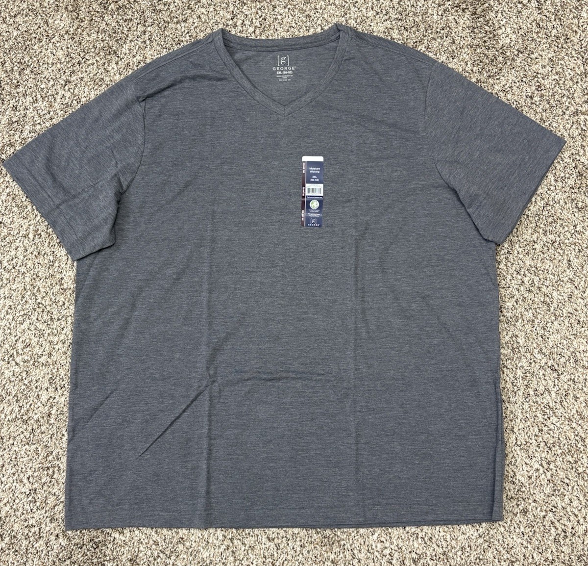 New George 3-PACK Men’s V-Neck T-shirt Tee Moisture Wicking Size 50-52 2XL (G5) gallery