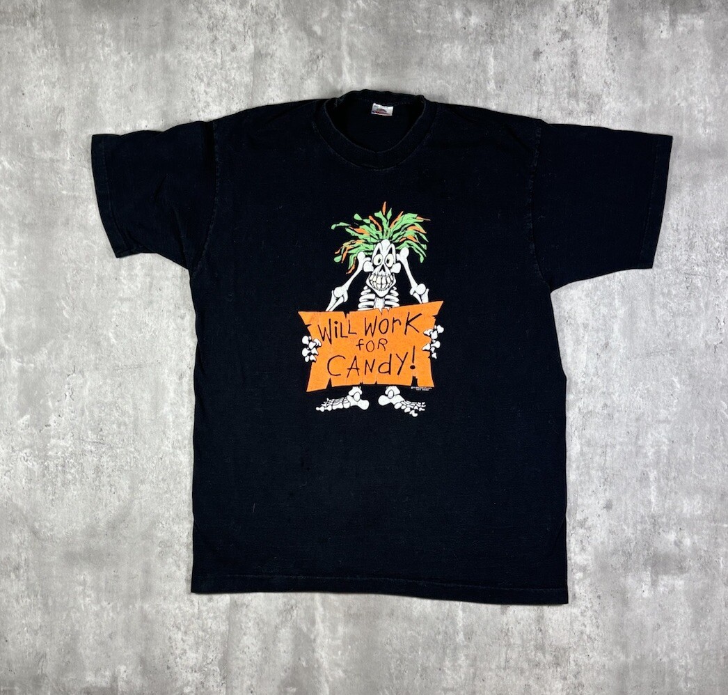 Vintage 90s Will Work For Candy Halloween T Shirt size XL gallery