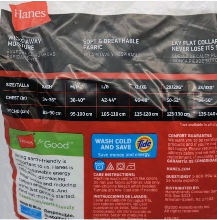🎯Hanes Super Value Pack 10 Tagless T-Shirts White Extra Large XL 46"-48" Cotton gallery