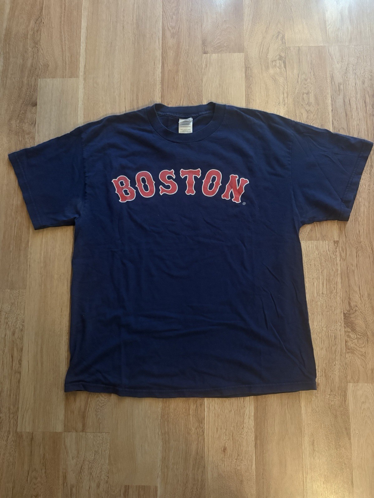 Delta Pro Weight Boston Graphic Print Navy Cotton Crew Neck T-Shirt Size L gallery