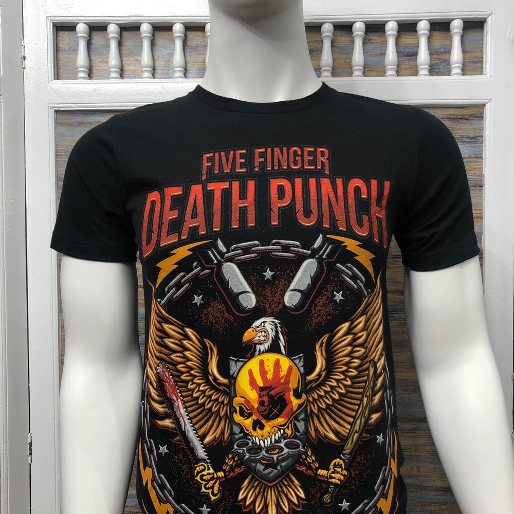 Five Finger Death Punch T Shirt Got Your Six Eagle Swords Print Mens Size S