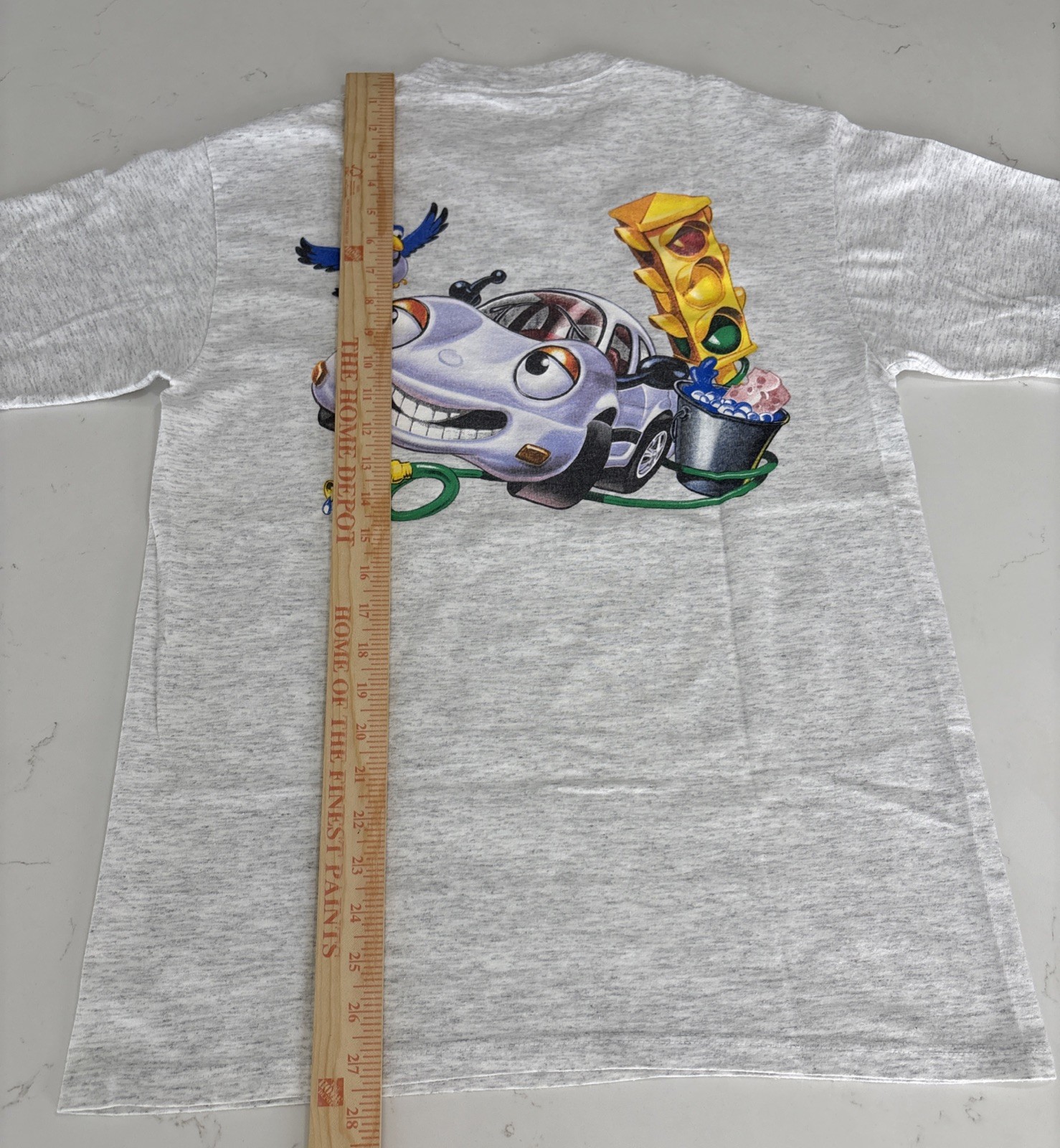 Y2K 90s The Chevron Cars T-shirt Purple automobile Car Wash Heather Gray Size M gallery