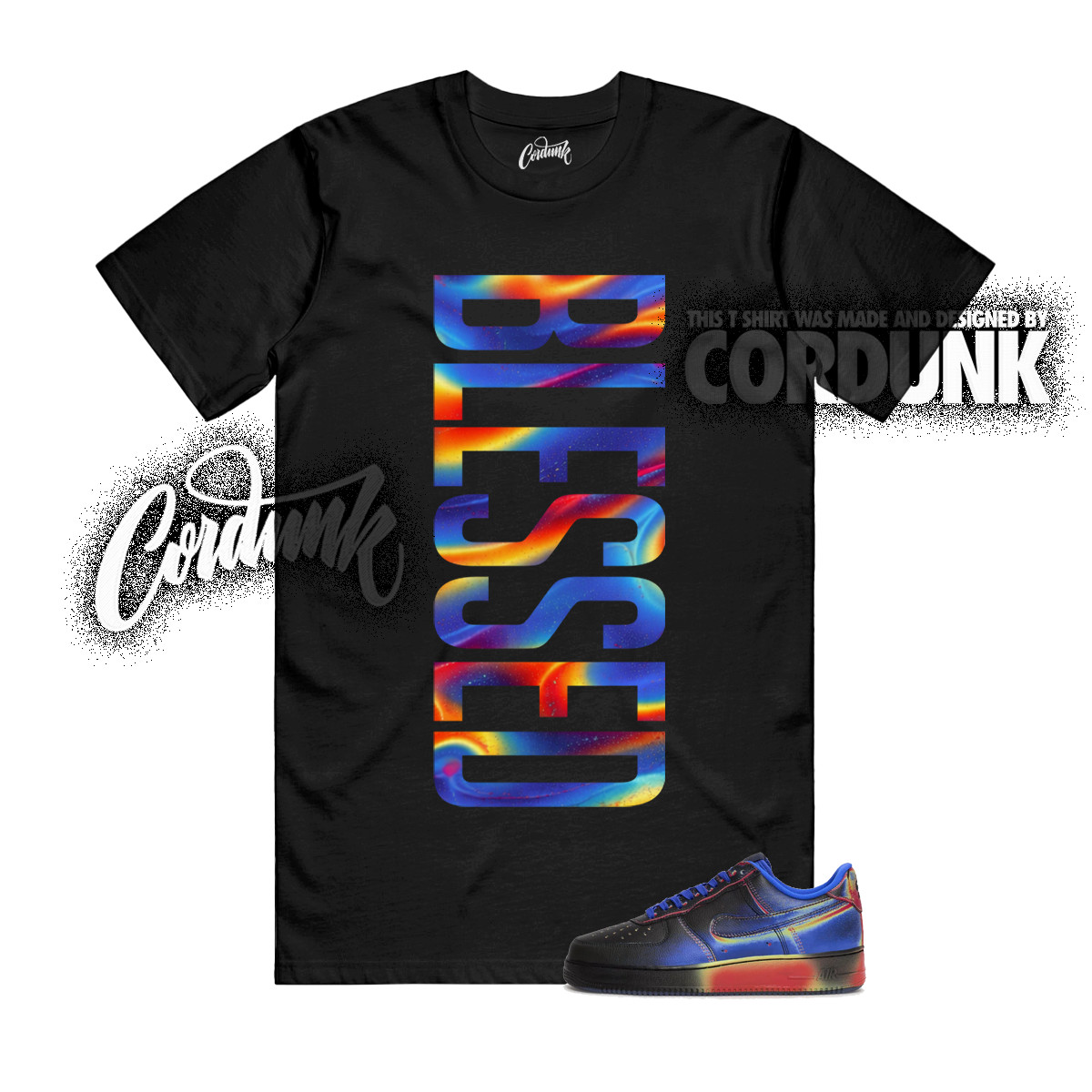 Air Force 1 Low Retro Heat Map Black Racer Blue T Shirt Match VERTBLS gallery