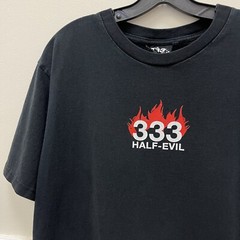 Half Evil 333 Center Flame Logo Black Tee Size XL Rare Streetwear