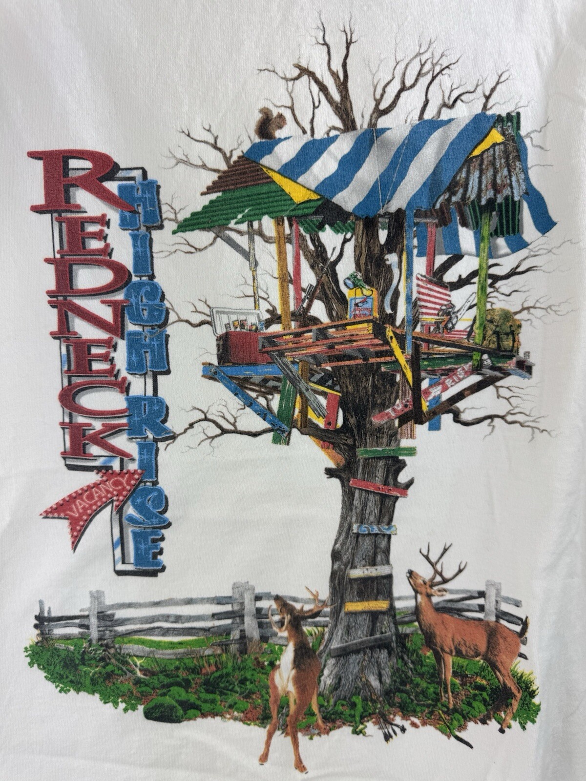 Vintage Redneck High Rise Treehouse Tee T Shirt Funny Deer Hunting Size L VTG gallery