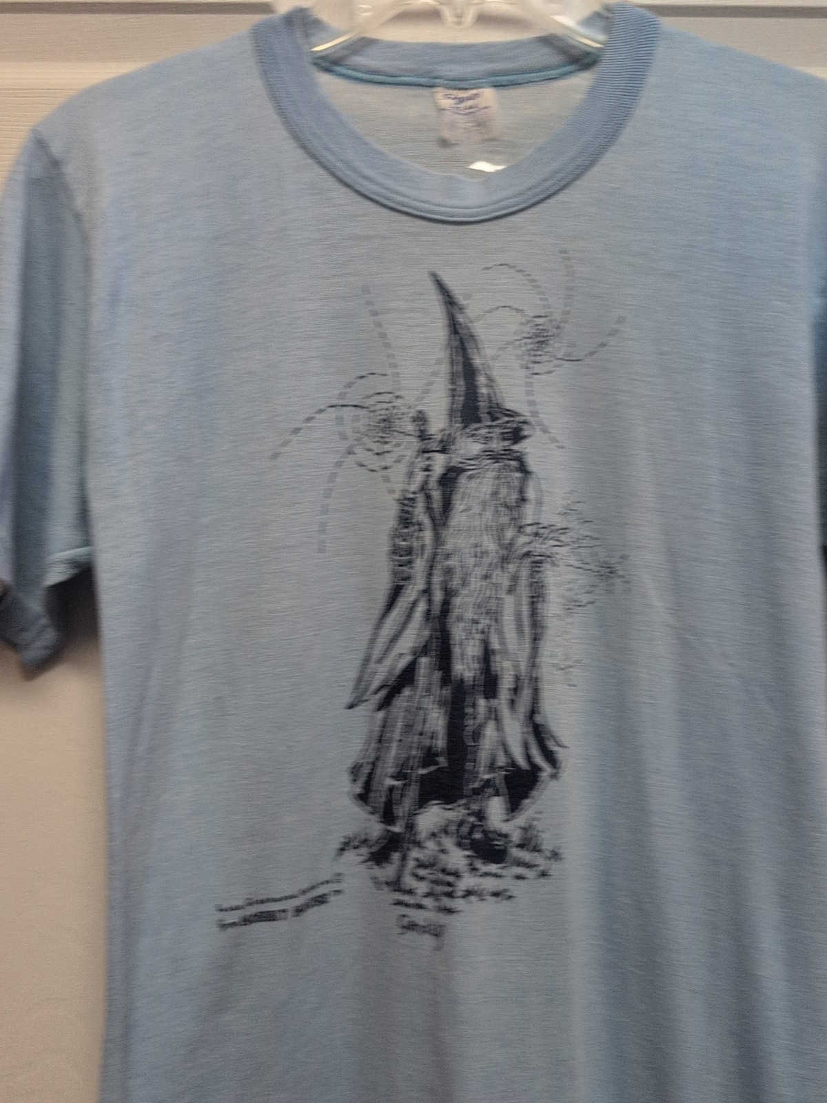 Vtg 1970s Gandalf T Shirt Rare Size S-L Short Sleeves Hobbit House L. Blue gallery