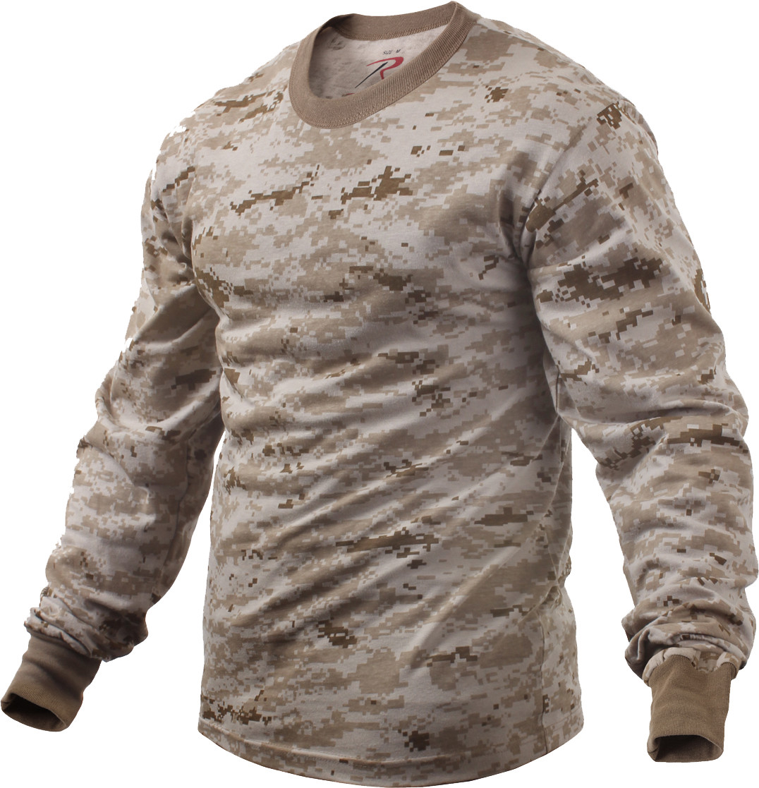 Mens Desert Digital Camouflage Long Sleeve Tactical Military T-Shirt gallery