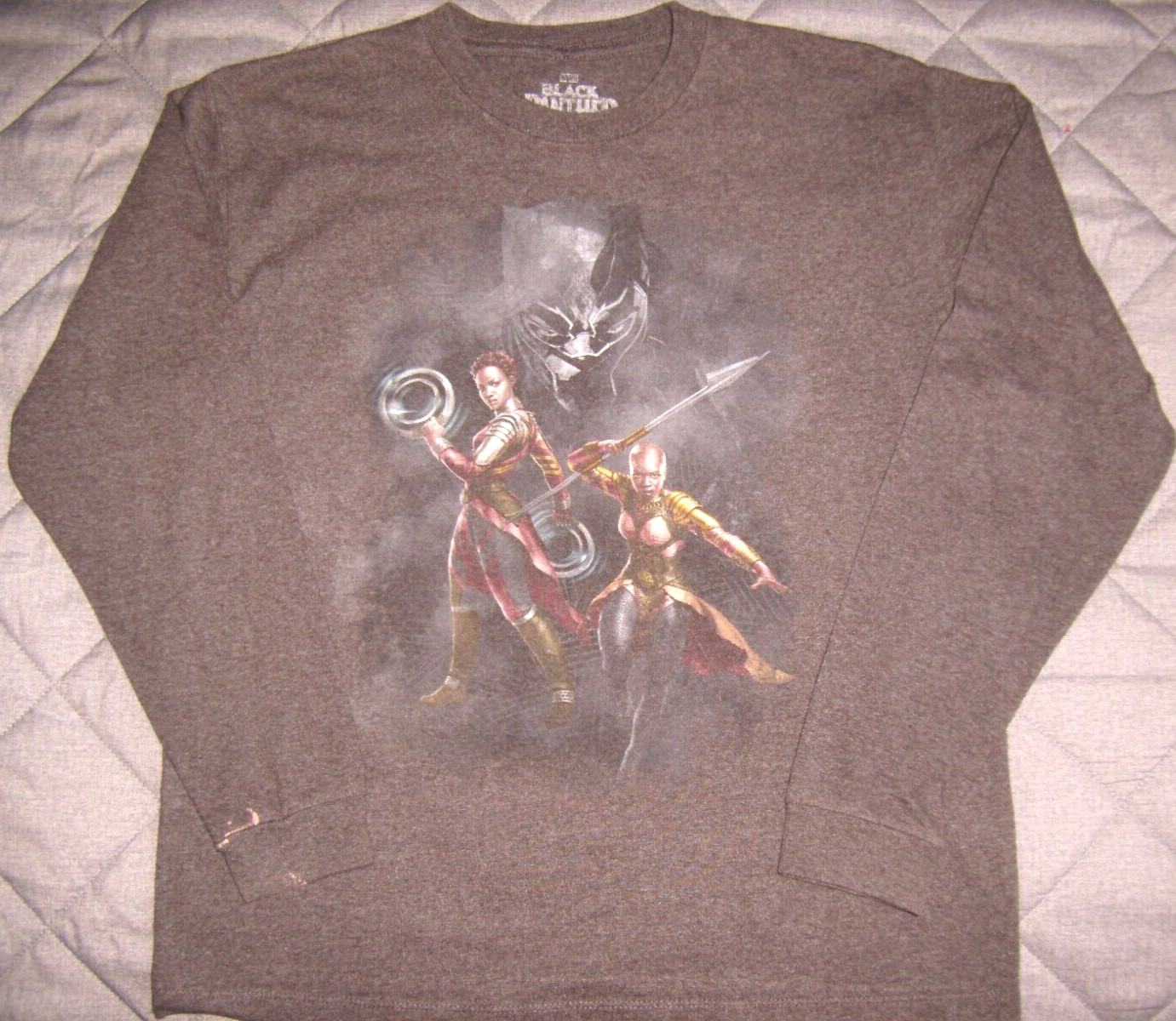 MARVEL BLACK PANTHER: Boy’s Long Sleeve Gray Graphic Tee Shirt, Medium
