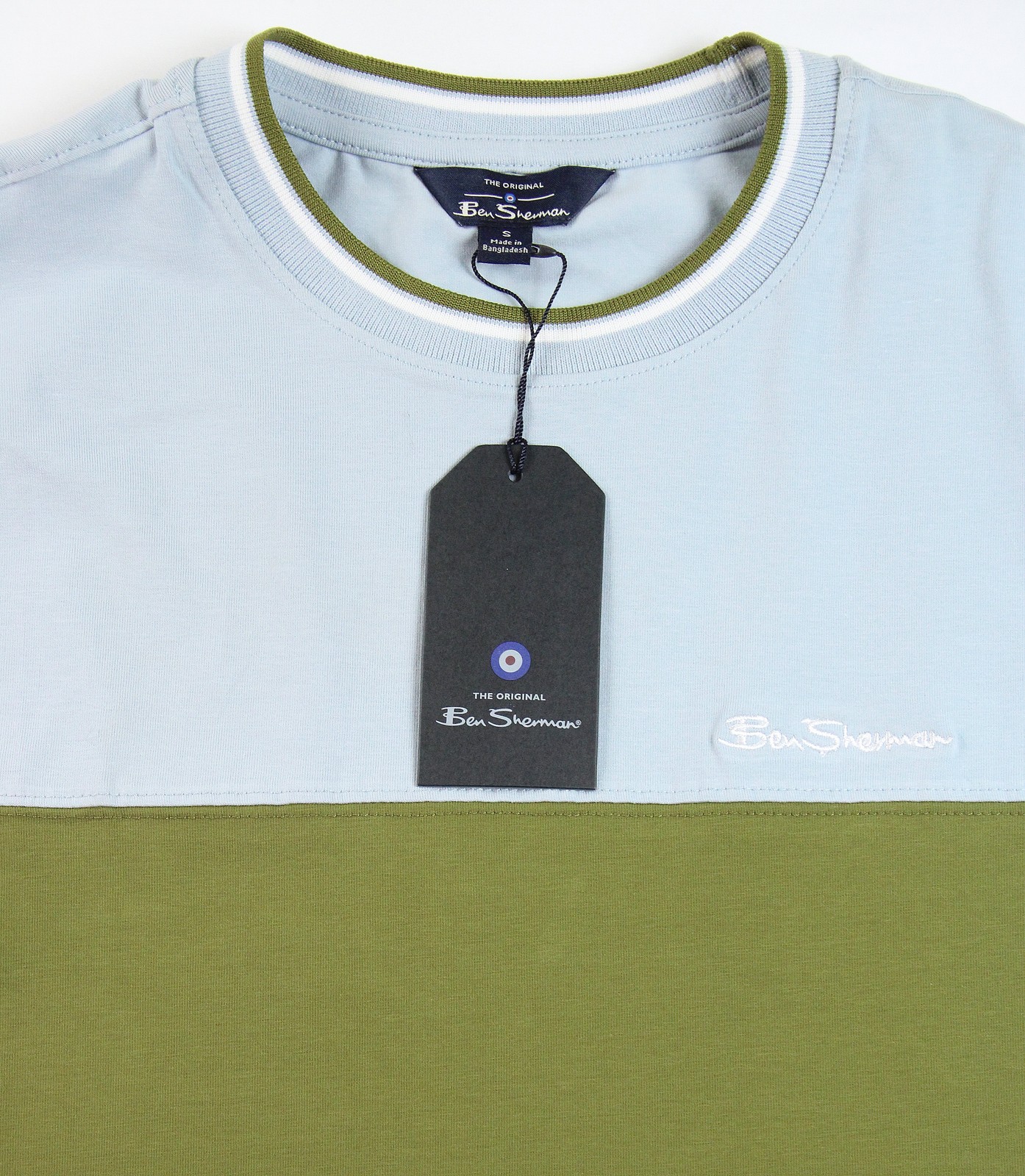 Ben Sherman T Shirt Mens Small Green Blue Colorblock Cotton Crewneck Casual Tee gallery