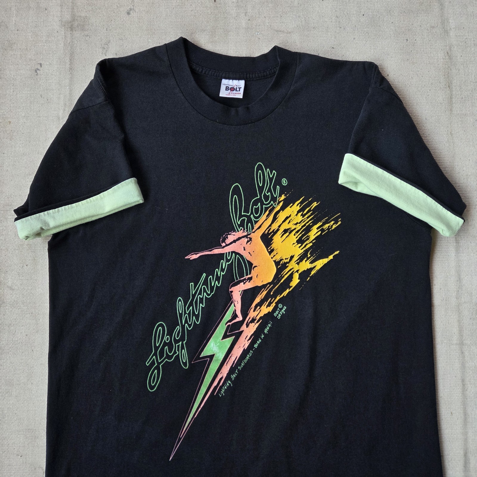 Vintage 90s Lightning Bolt Shirt XL Surf Beach Skate Neon gallery