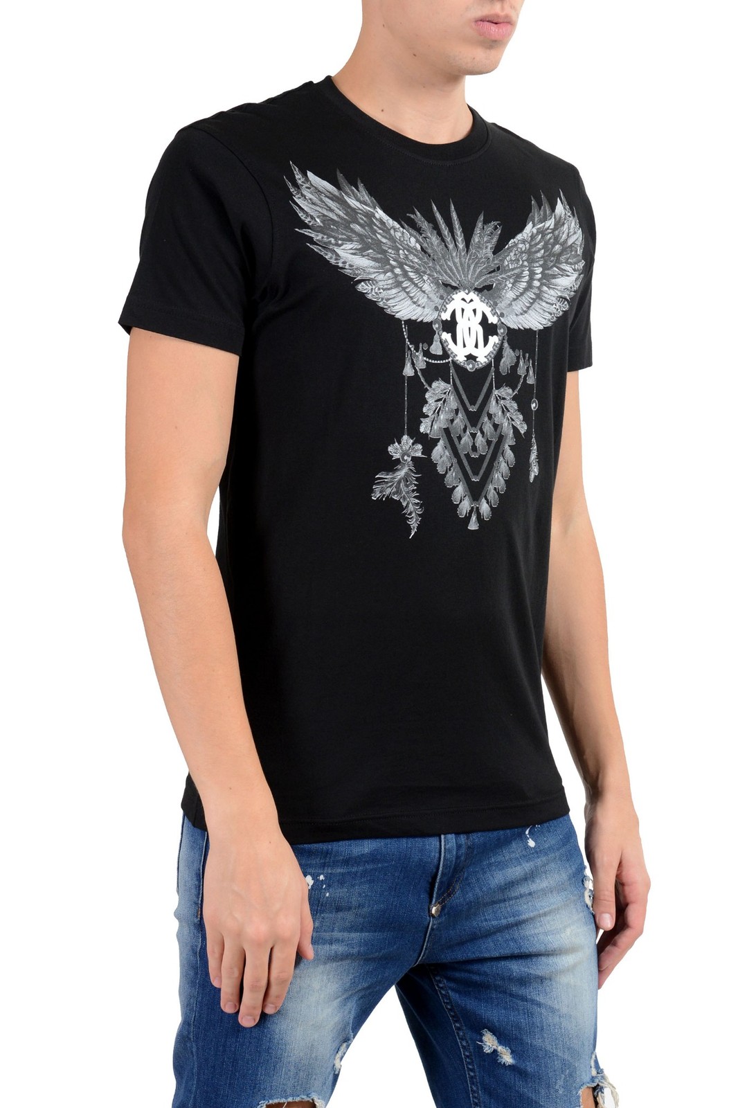 Roberto Cavalli Men's Black Graphic Crewneck T-Shirt Size S M L XL 2XL gallery