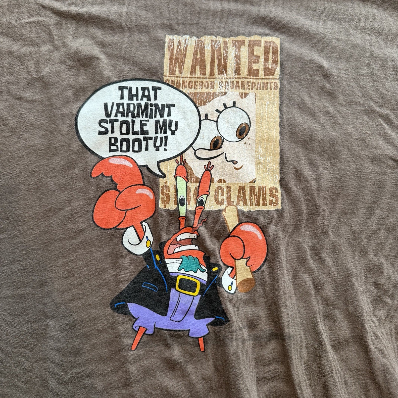 Vintage 2003 SpongeBob Square Pants Shirt Brown Men’s XL Varmint Stole My Booty gallery