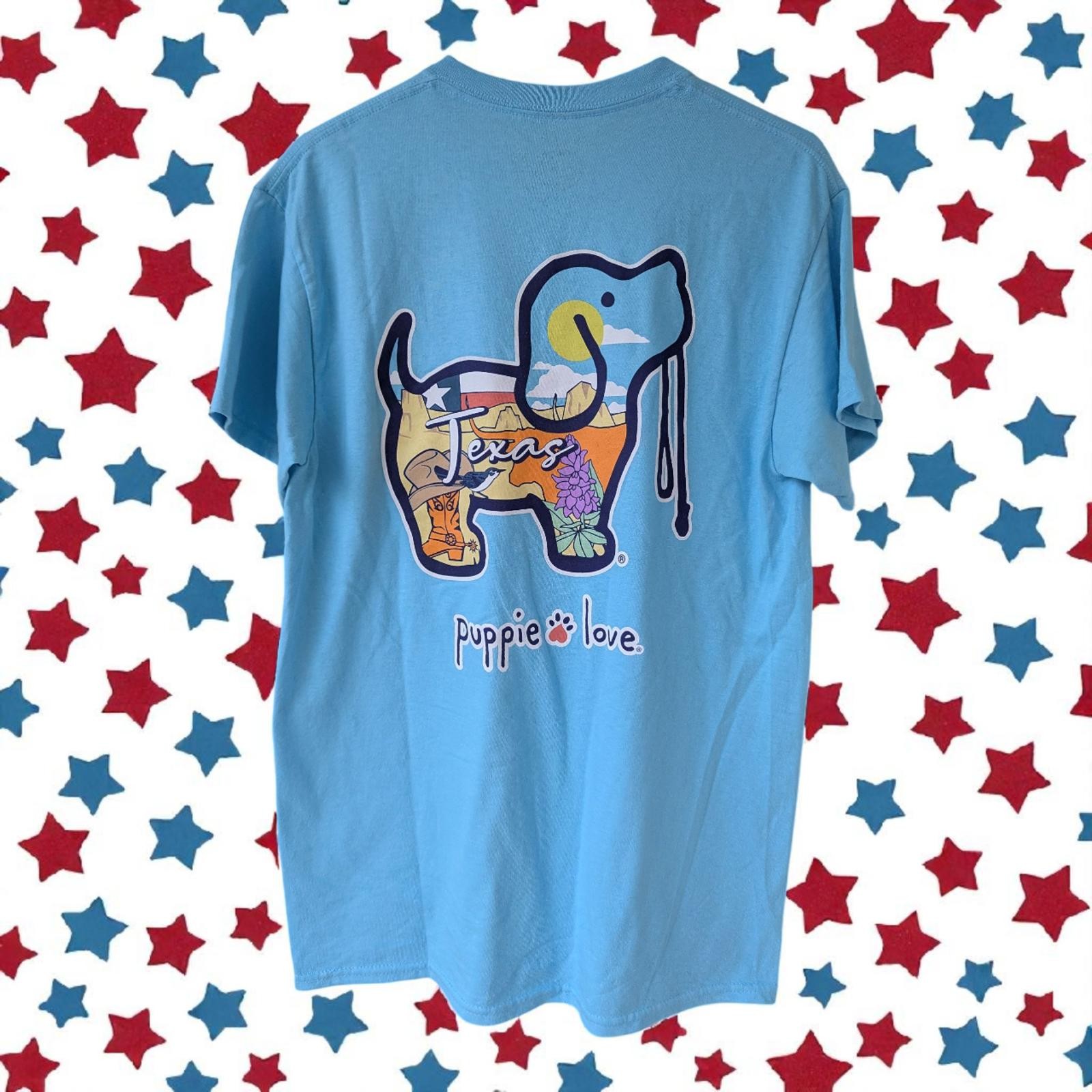 Puppie Love Rescue Texas simply style Graphic T-Shirt Medium southern puppy dog