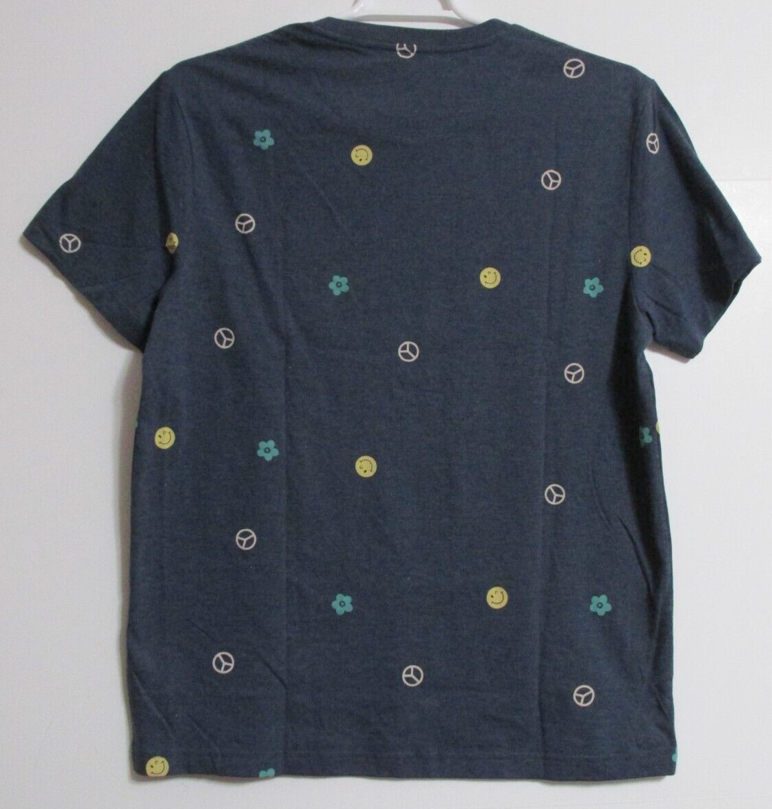 Men's Aeropostale Peace Floral Smiley Graphic T-Shirt Blue Size Large gallery