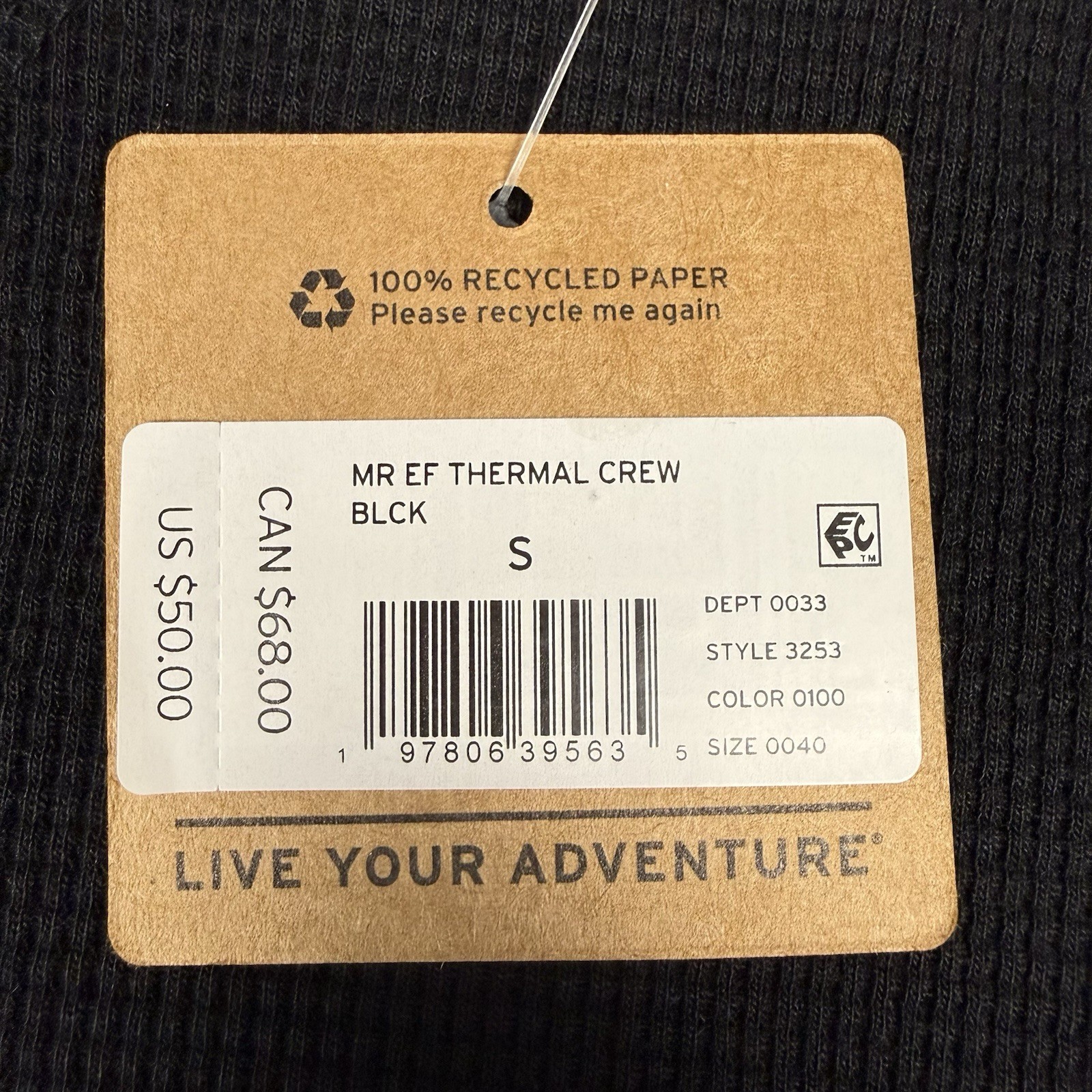 Eddie Bauer NWT Shirt Mens Small Black Crew Neck Long Sleeve Casual Thermal Knit gallery