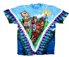 Grateful Dead Casey Jones Tie Dye Liquid Blue T-Shirt Size 2 Extra Large