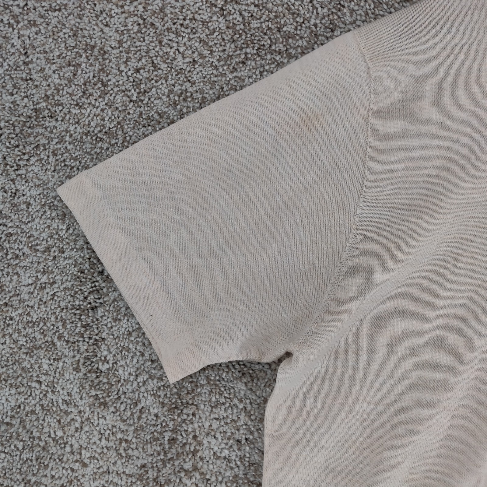 Sheep Inc Ultra-Fine Merino Wool Knit T-Shirt Mens Large Beige Short Sleeve gallery